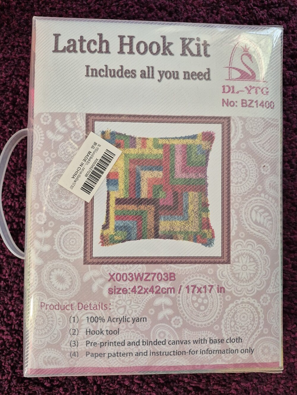 Hook Rug Kit- Geometric Colorful Pattern - Picture 2 of 4